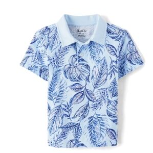 The Children's Place Light Blue Tropical Leaf Polo. Boys 10/12 L. NWT.